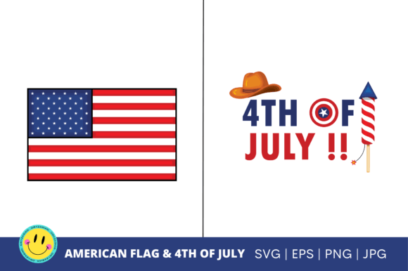 American Flag and 4th of July Graphic