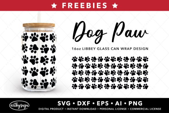 Dog Paw Libbey Can Wrap Svg Freebies
