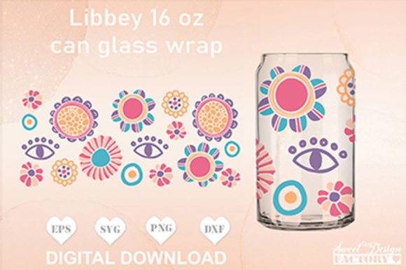 Evil Eye LIBBEY GLASS SVG, Retro Floral Graphics
