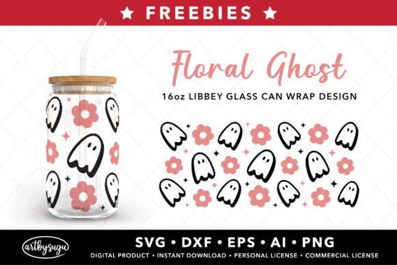 Floral Ghost Libbey Glass Wrap Freebies