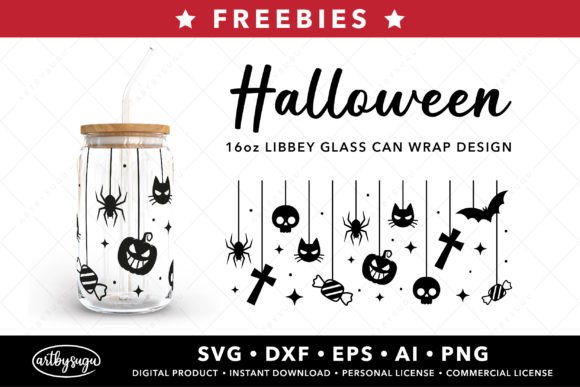Halloween Glass Can Wrap SVG Freebies for Crafters and Small Businesses