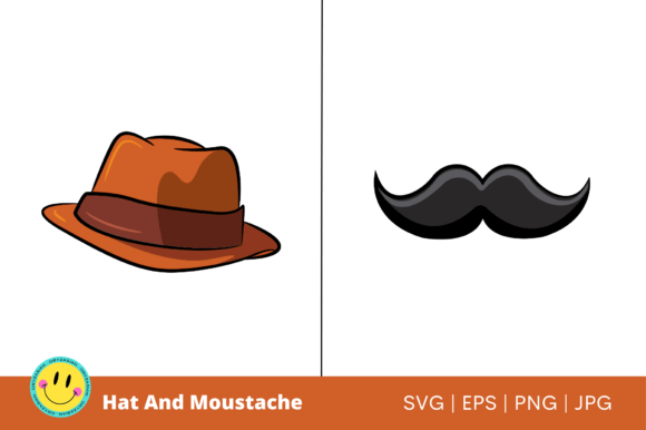 Hat and Moustache Graphic for Crafts and Graphics