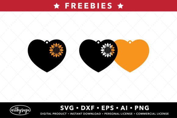 Heart Sunflower Stacked Earring Freebies: Graphics & Crafts