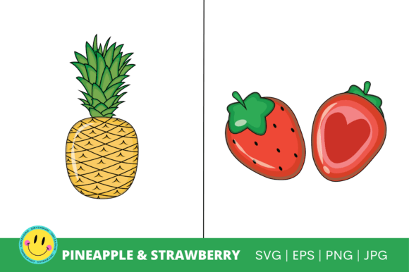 Pineapple and Strawberry - SVG, PNG