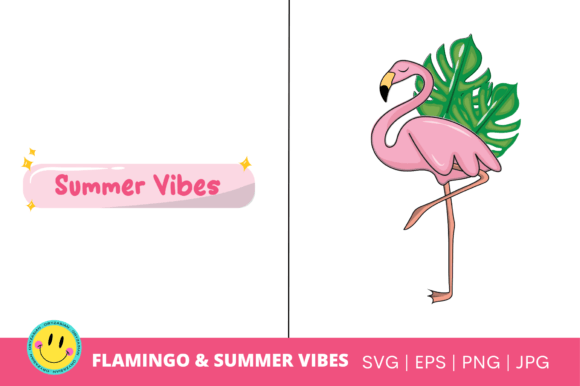 Summer Vibes and Flamingo - SVG, PNG