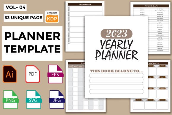 Yearly Planner Unique Templates 2023 Graphics